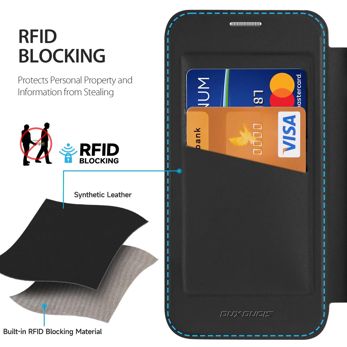 DUX DUCIS Magnetyczne etui do Galaxy S26 Plus, [kompatybilne z MagSafe] Premium Flip skórzane przezroczyste etui ochronne na telefon komórkowy z blokadą RFID do Galaxy S26 Plus (czarne)