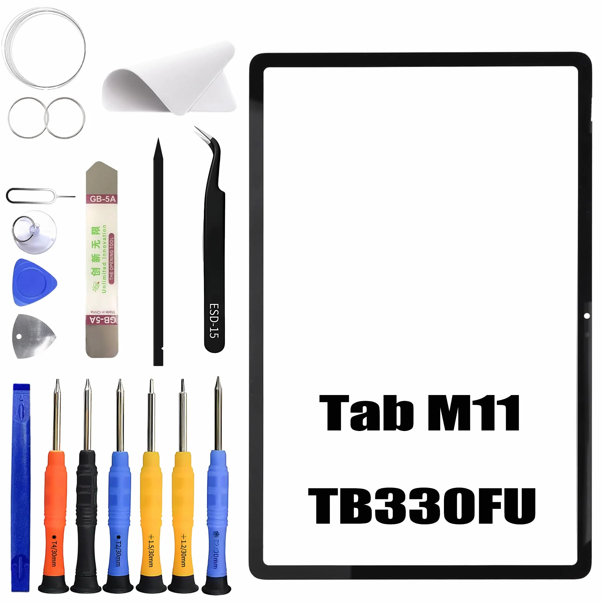 Zestaw naprawczy przedniego szkła wyświetlacza do Lenovo Tab M11 TB330FU 11,0 cali z klejem OCA i zestawem narzędzi