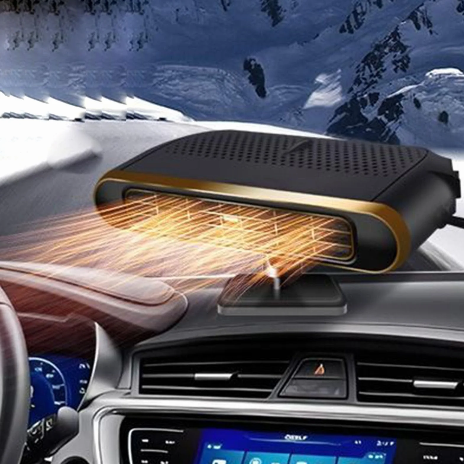 Nagrzewnica Samochodowa 12V,Przeno? Grza?ka 12V/24V Do Samochodu - Elektryczny Wentylator ?adowany do Kabin Samochodów SUV Ci? ?arówek Deski Rozdzielczej Podró?y Zim? Campingu