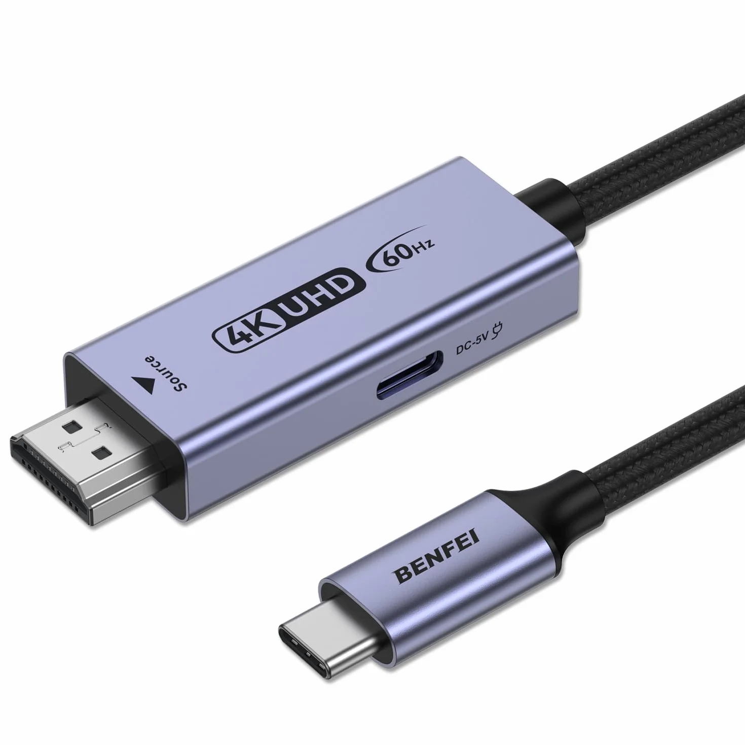 BENFEI Kabel HDMI na USB C, 1,8 m, 4K przy 60 Hz, jednokierunkowy adapter HDMI (źródło) na USB-C (wyświetlacz) do MacBooka, Steam Deck, PS5/4, Nintendo Switch, AR/XR, przenośnych monitorów
