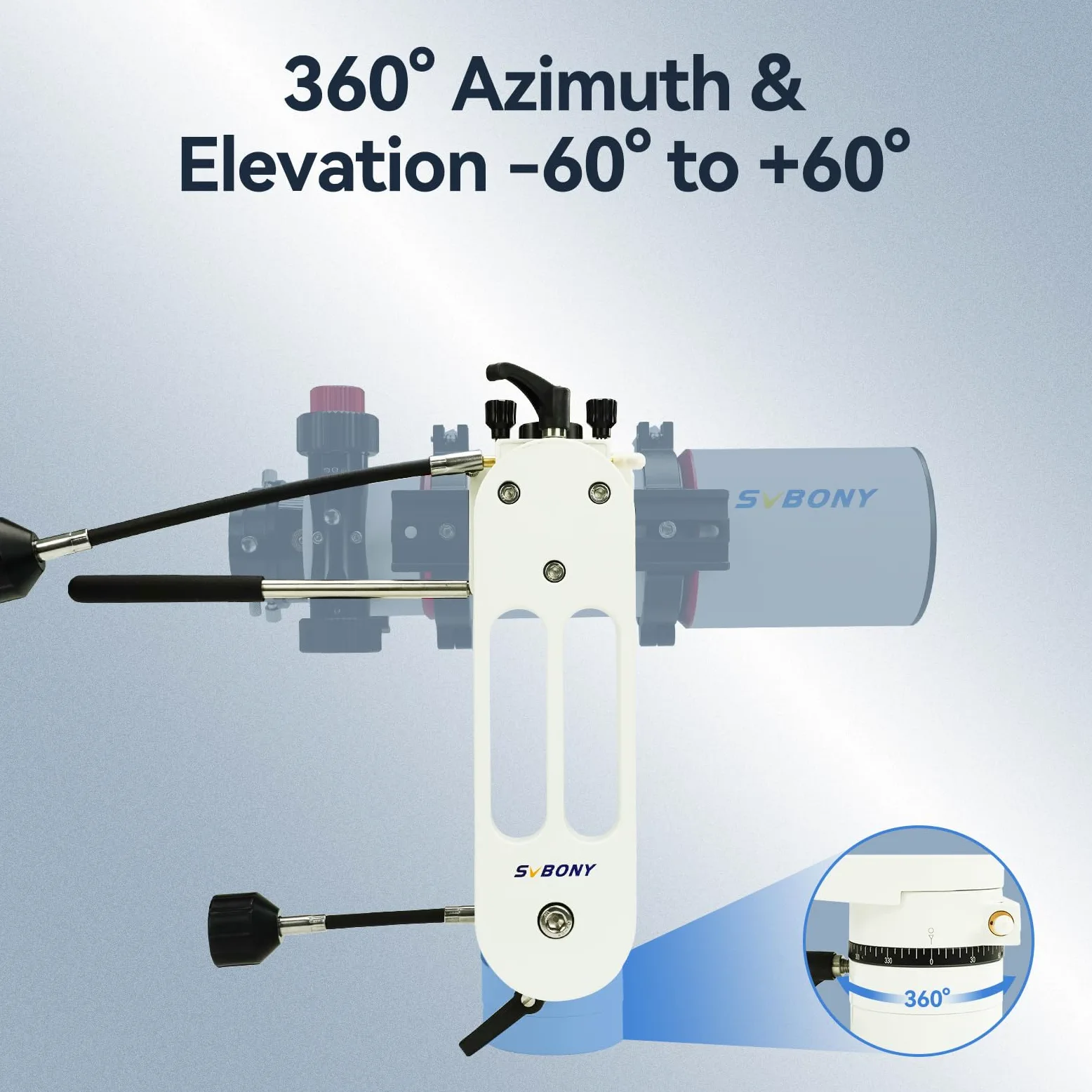 SVBONY SV225 Alt-Azymut Mount, regulowany kątowy uchwyt alt-azymutu, nośność 10 kg, konstrukcja drążona CNC, precyzyjna regulacja altazymutu teleskopu, akcesoria teleskopowe z przekładnią o zmiennej