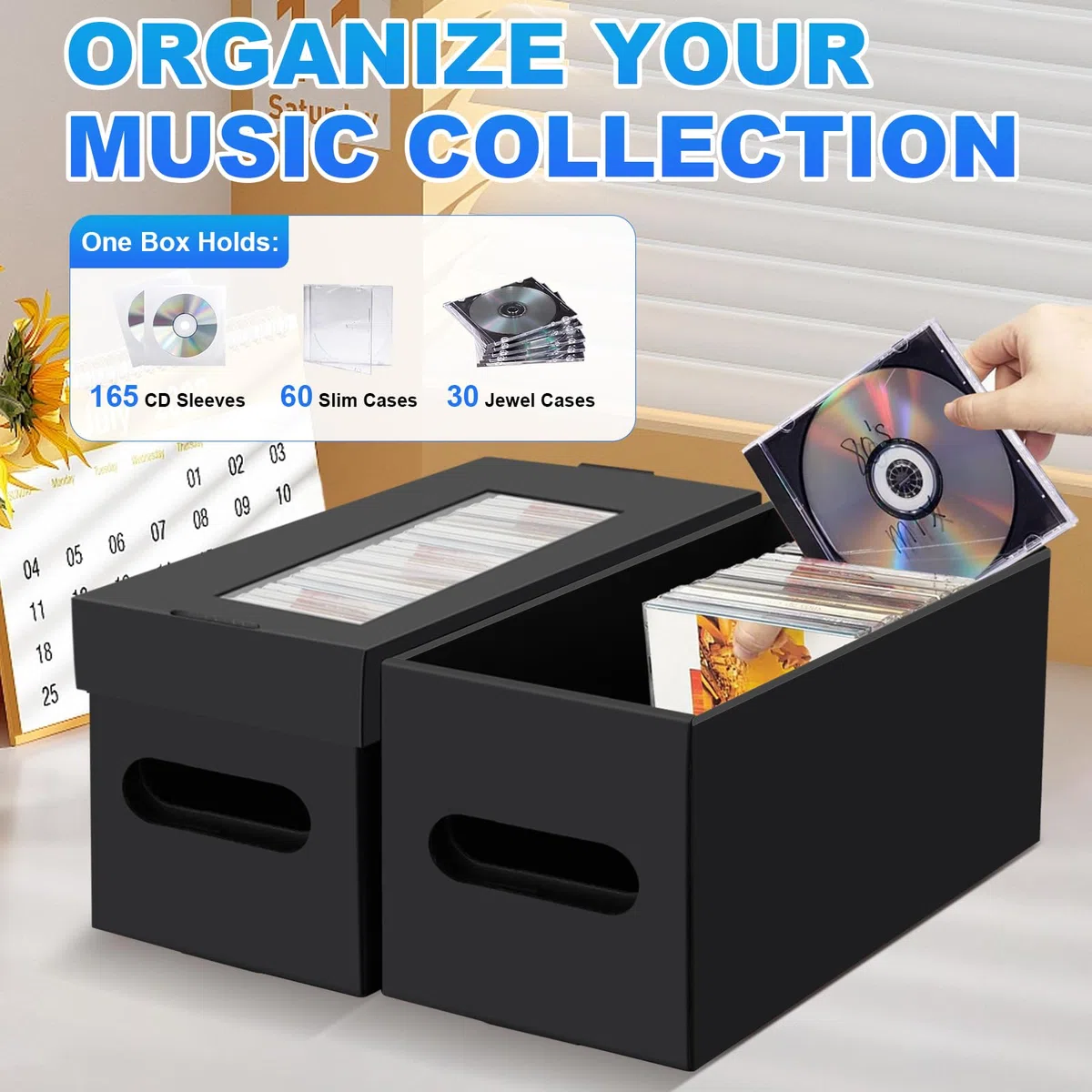 AOBOPLE Pudełko do przechowywania płyt CD, 6 sztuk, na 120 płyt CD w pełnym etui na biżuterię, 240 płyt CD w smukłych etui i 660 płyt CD w etui na płyty CD/DVD