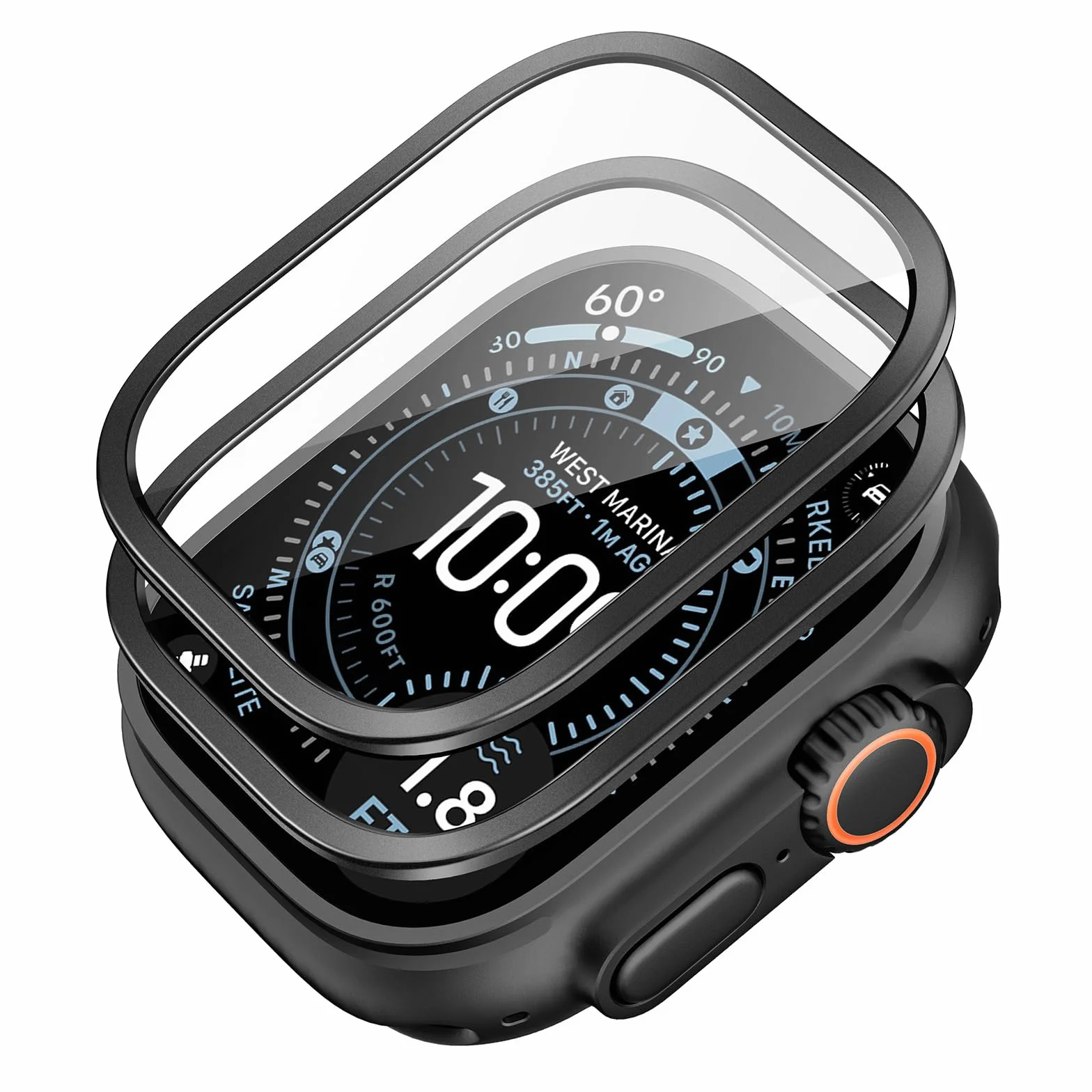 ESR Armorite Ochraniacz ekranu do Apple Watch Ultra 3 2025 / Ultra 2 / Ultra (49 mm), ochrona klasy wojskowej, folia ze szkła hartowanego z ramą ze stopu aluminium, odporna na zarysowania, 2 sztuki
