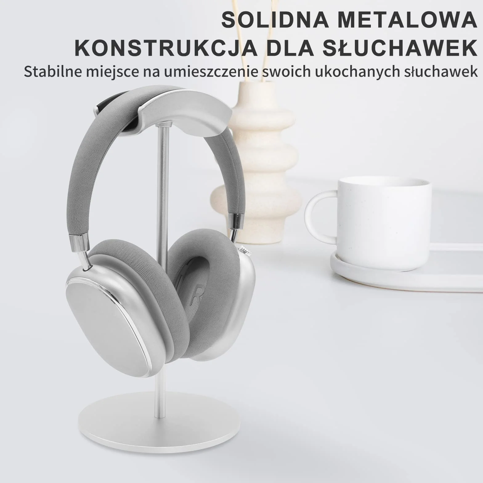 Srhythm Stojak na słuchawki, metalowy uchwyt na słuchawki do oszczędzania miejsca i wyświetlania