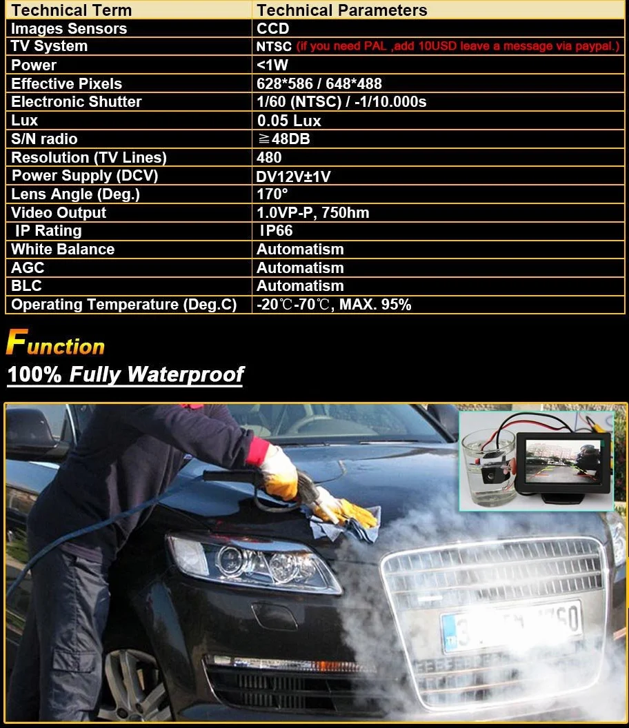 Wodoszczelna kamera cofania samochodu, pomoc przy parkowaniu, zamiennik dla Dacia Lodgy/Fluence/Duster Megane/Latitude/Scenic 2/ Laguna 2/3 X91/ Captur/Clio 4/Duster/Dacia Duster