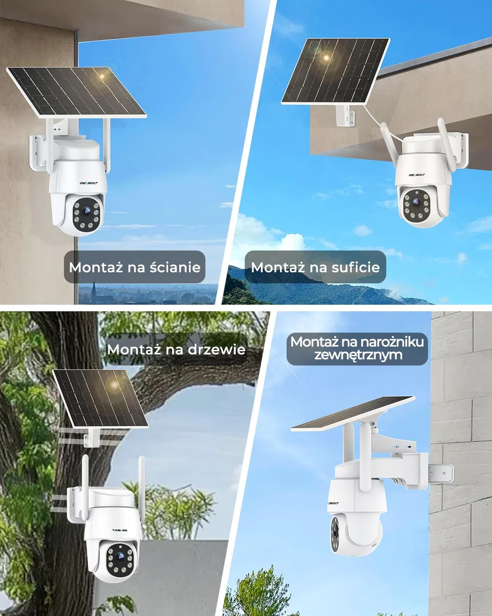 GENBOLT 2K AOV WiFi Kamera Zewnętrzna Solarna, Nagrywanie 24/7 Kamera IP Zewnętrzna Monitoringu PTZ z Wykrywaniem AI 90FT, Kamera CCTV Baterią 8W 10400 mAh, Automatisk Spårning, Aktivt försvar