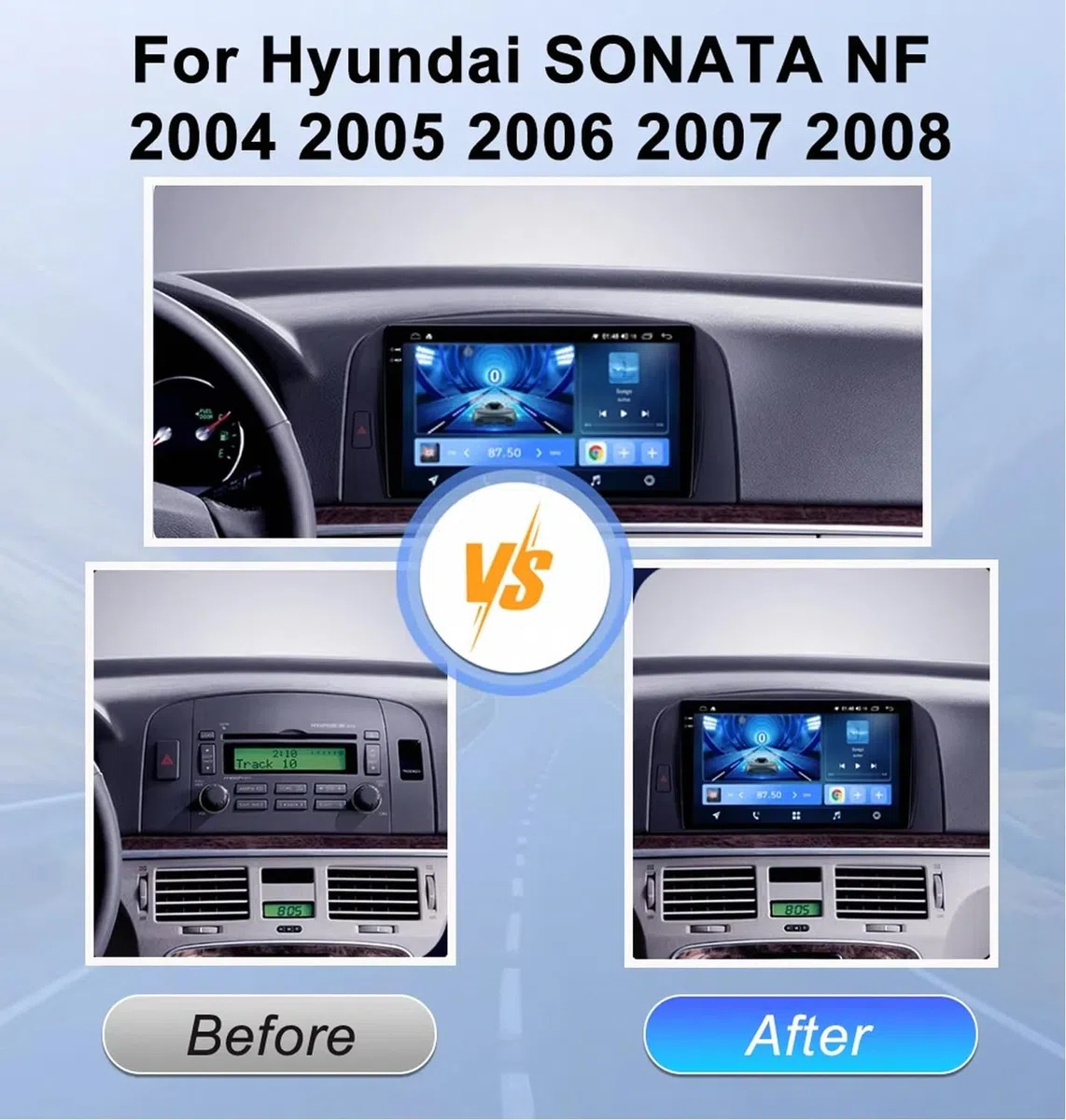 Car Multimedia Player dla Hyundai NF 2004-2008 9 Inch Android 15 Car Navigation with Gps Wifi Bt Fm For, 8 Core 8G+128G