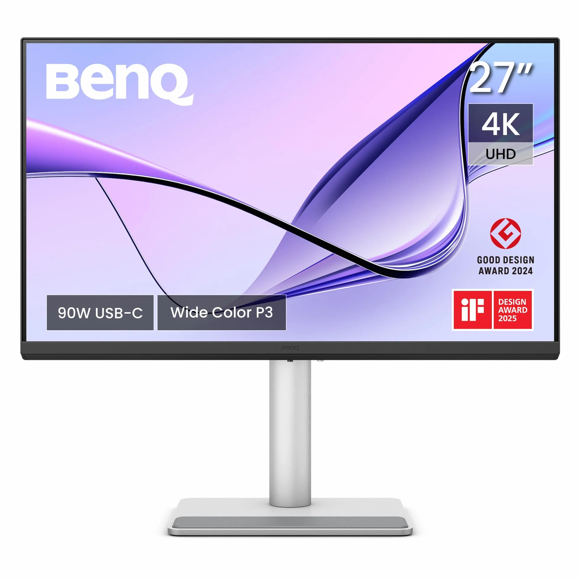 BenQ MA270U 27" 4K 3840 x 2160 monitor do MacBooka Pro/Air, Dual USB-C, zasilacz 90 W, Mac Color Match, koncentrator USB, kontrola jasności i głośności, regulacja wysokości i kąta nachylenia, gama