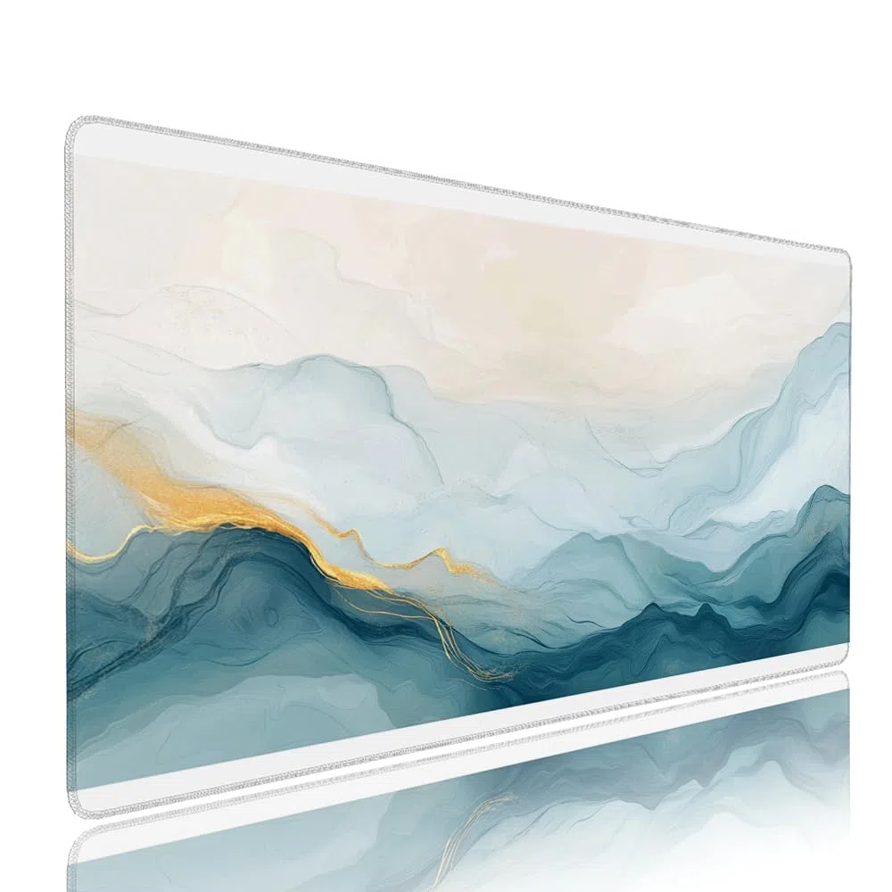 Biała podkładka pod mysz XXL akcesoria do gier podkładka na biurko duża podkładka pod mysz i klawiatura abstrakcyjna akcesoria PC 1400 x 600 x 3 mm mata biurkowa, wodoodporna i antypoślizgowa gumowa