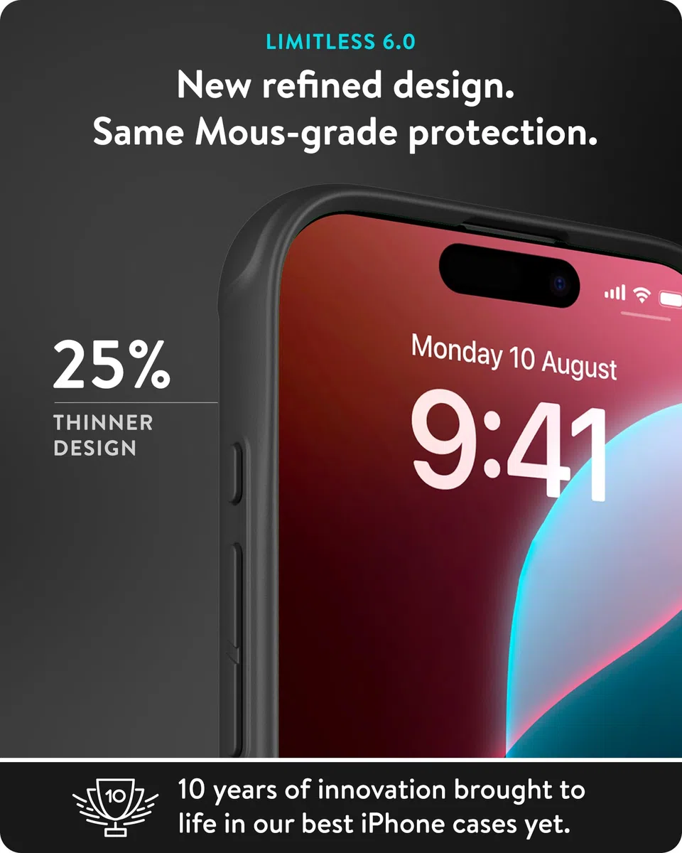 Mous Etui do iPhone'a 16 Pro Max MagSafe kompatybilne z przyciskiem sterowania kamerą - Limitless 6.0 - orzech włoski - ochronne, odporne na wstrząsy etui na telefon
