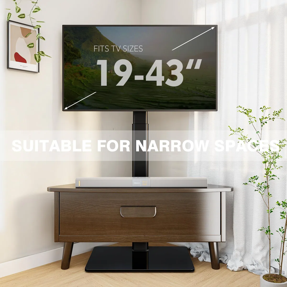Uniwersalny stojak pod telewizor z wychylnym o 100 stopni, stojak na telewizor, z regulacją wysokości i nachyleniem, do telewizorów LCD LED OLED, HT1001BP