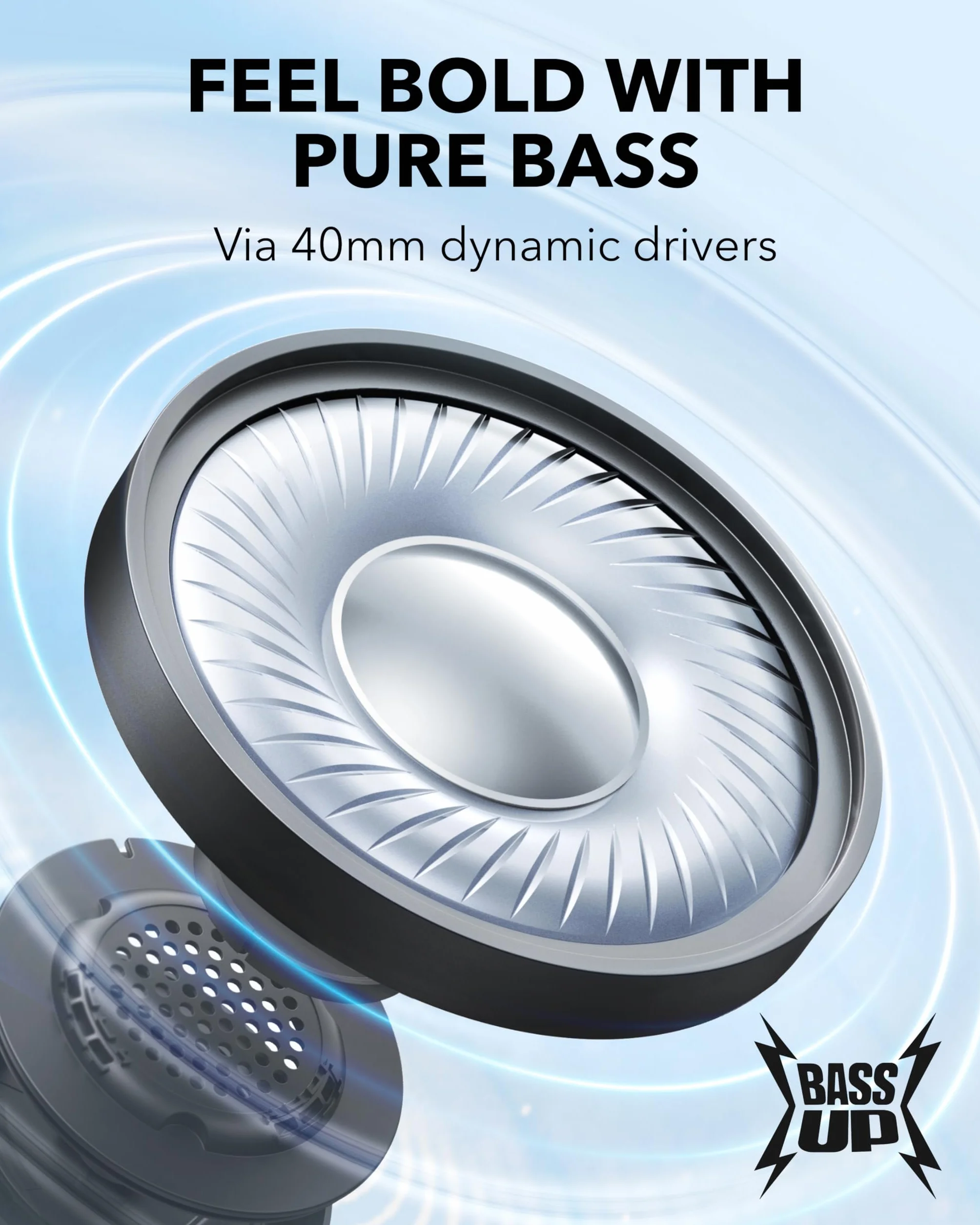 soundcore H30i(odnowiona) Bezprzewodowe słuchawki nauszne z możliwością złożenia z czystym basem, czas odtwarzania 70 h, Bluetooth 5.3, lekkie i wygodne, łączność z aplikacją, połączenie wielopunktowe