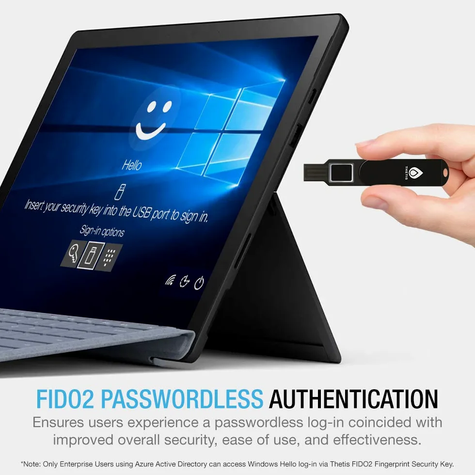 Thetis FIDO2 Klucz bezpieczeństwa USB A, dwuskładnikowy uwierzytelniacz, wielowarstwowa ochrona HOTP / U2F kompatybilny z Windows, MacOS, Gmail, Linux do biura biznesowego - czarny