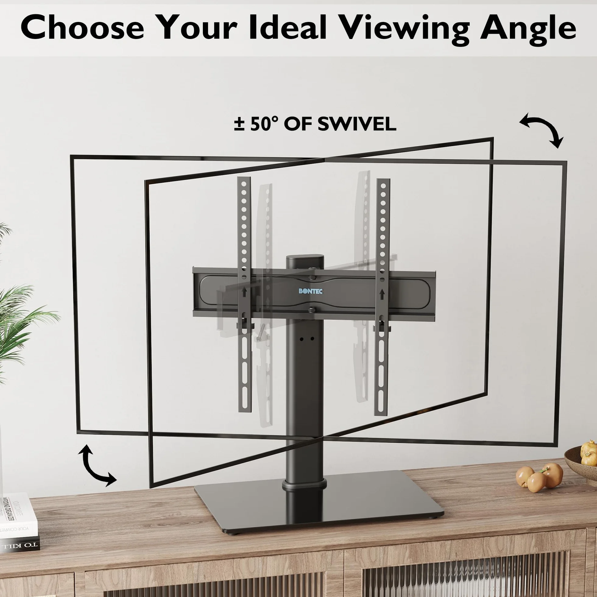 BONTEC Stojak TV 26-55 cali Obrotowy VESA 400x400 mm 45 kg Czarny
