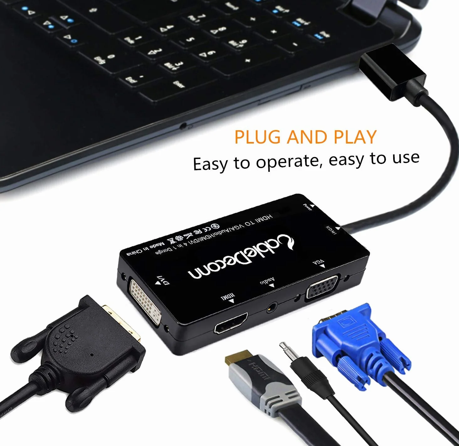 HDMI na VGA DVI HDMI z audio 3,5 mm konwerter micro USB kabel adapter do laptopów HDMI komputerów itp. Łączenie jednocześnie, czarny