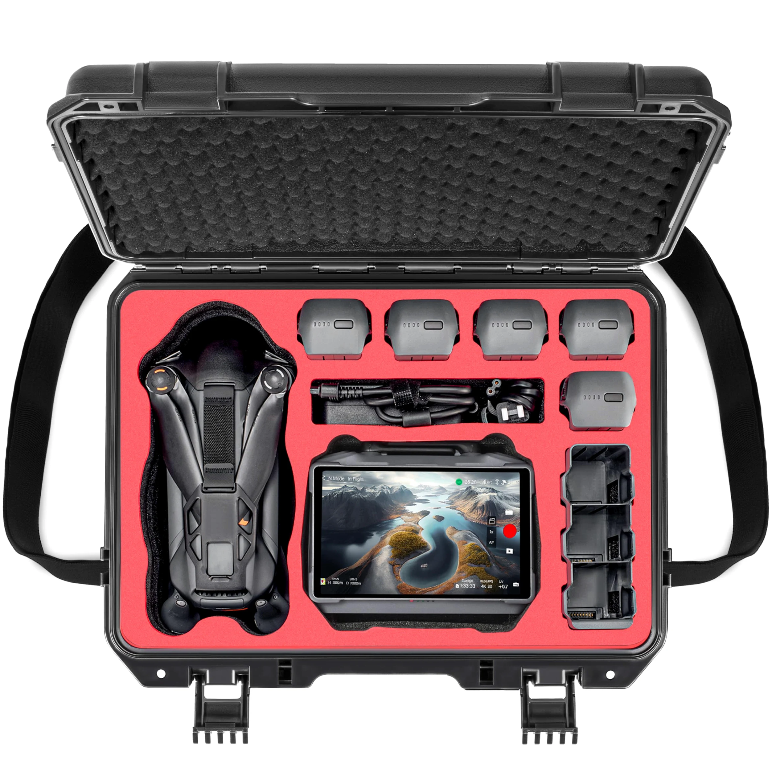 Wodoszczelna twarda obudowa do DJI Mavic 4 Pro Fly More Combo, pasuje do DJI RC 2 / RC Pro 2, do 9 akumulatorów, stacji ładującej, filtrów i innych akcesoriów do dronów (tylko walizka)