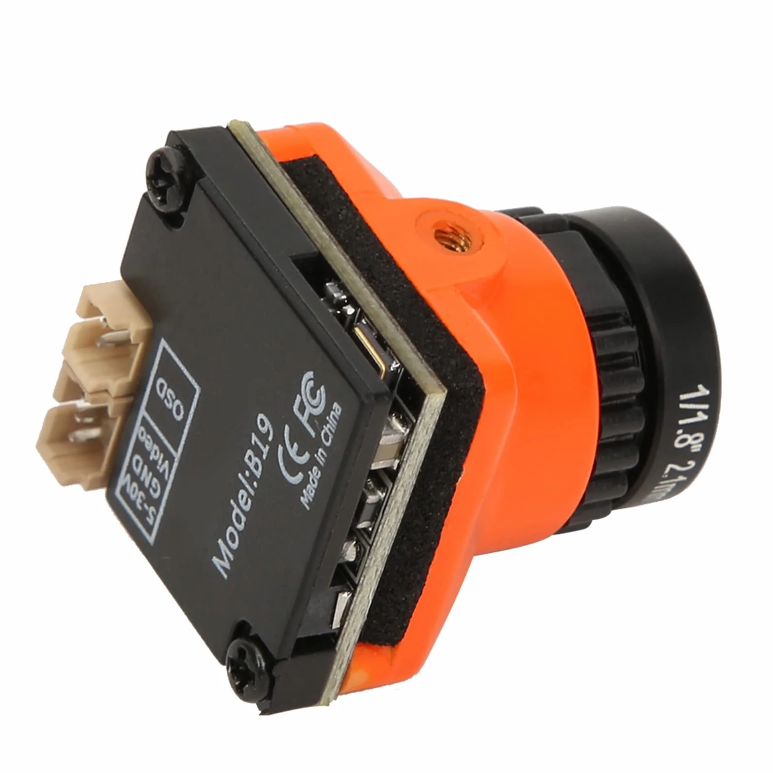 Kamera Oumefar FPV o Wysokiej Rozdzielczości 1500TVL 2,1 MM Obiektyw OSD dla Drona Quadcoptera FPV Pomarańczowa Kamera Drone