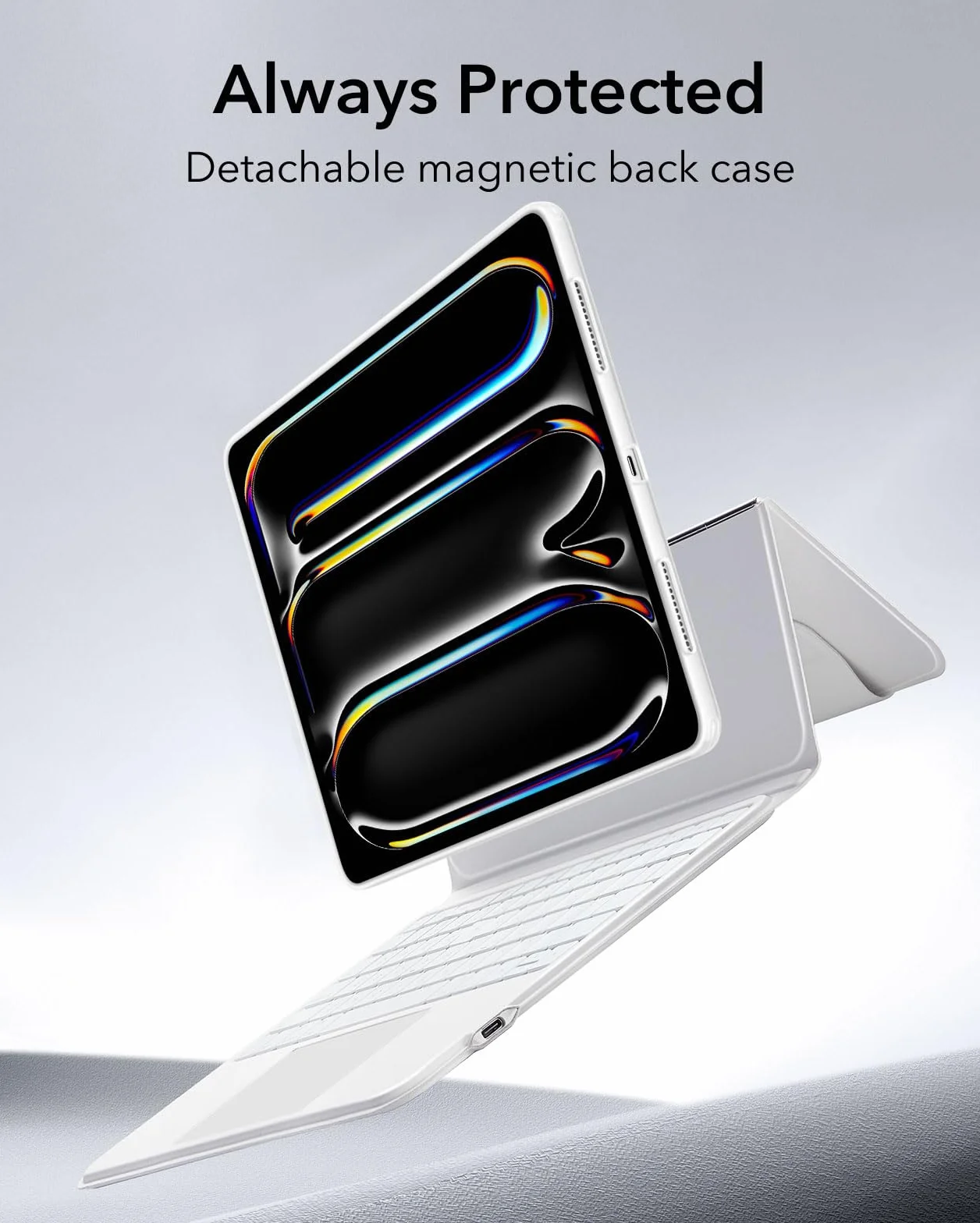 ESR Etui na iPad Pro 11 cali M5/M4 2025/2024, klawiatura z gładzikiem magnetyczna podświetlana, stojak poziomy biały