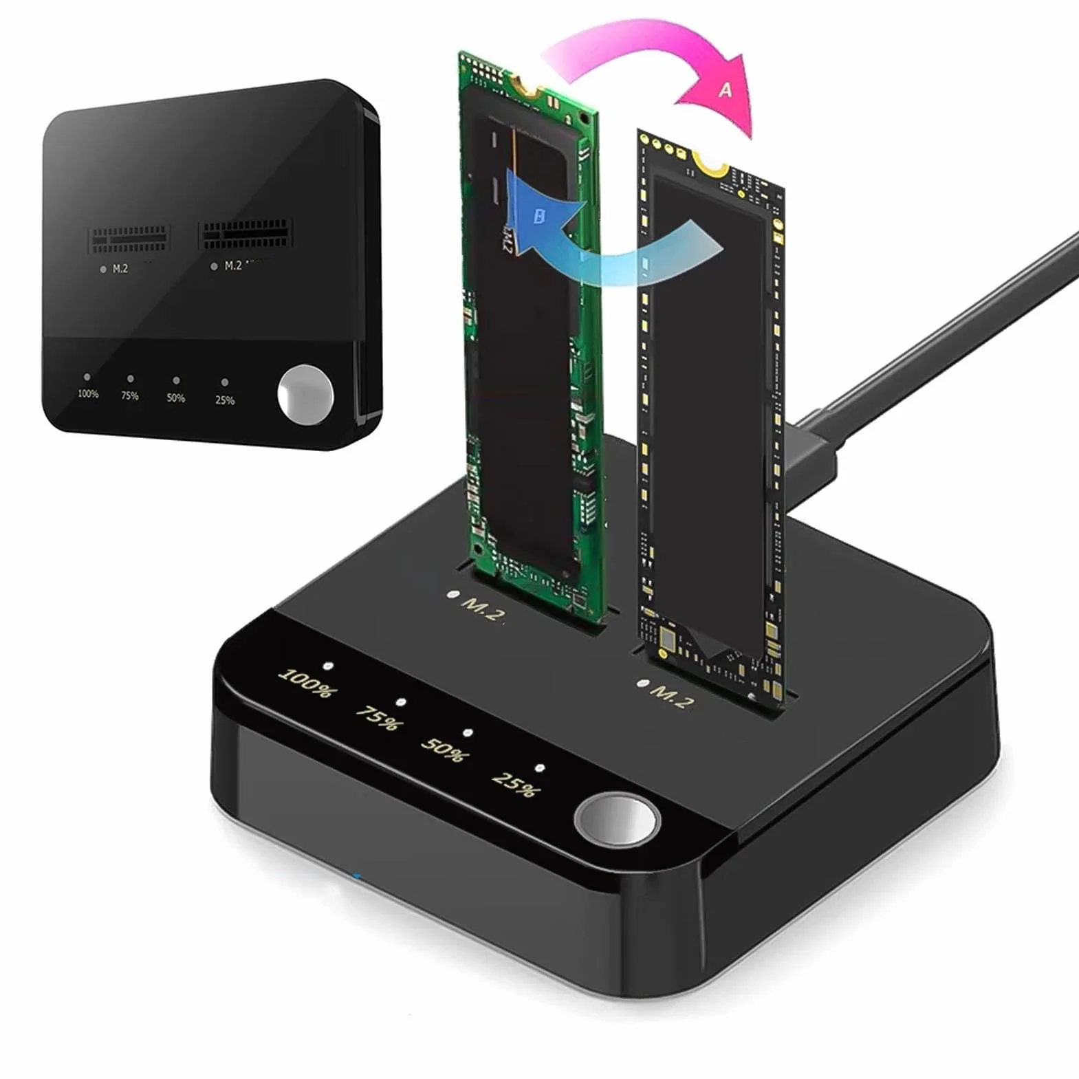 Kloner Duplikatora M.2, 20 Gb / S Seryjna ATA Dual Bay do Stacji Dokującej NVME, M.2 Dial SSD Obudowa, M2 Wsparcie w Trybie Offline UASP i Wykończenie UASP i Wykończenie