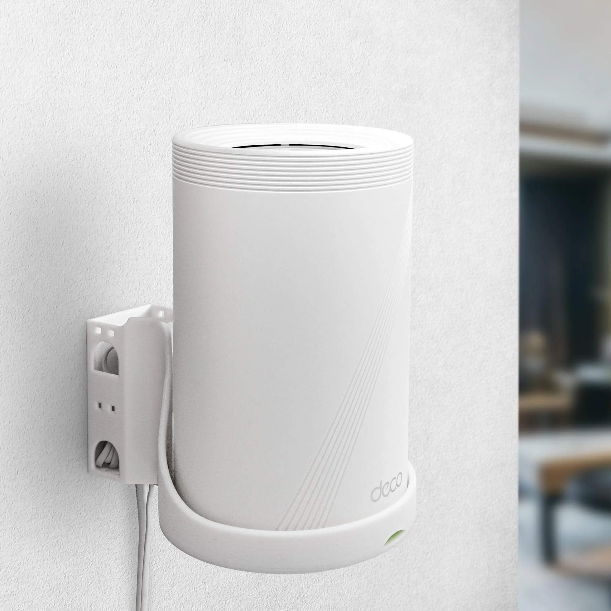 Uchwyt ścienny kompatybilny z TP-Link Deco BE65 Wi-Fi 7 Mesh WLAN BE9300 | 3 sztuki | Solidny wspornik z zarządzaniem kablami i przepływem powietrza | zestaw do montażu na ścianie wraz z kołkami i