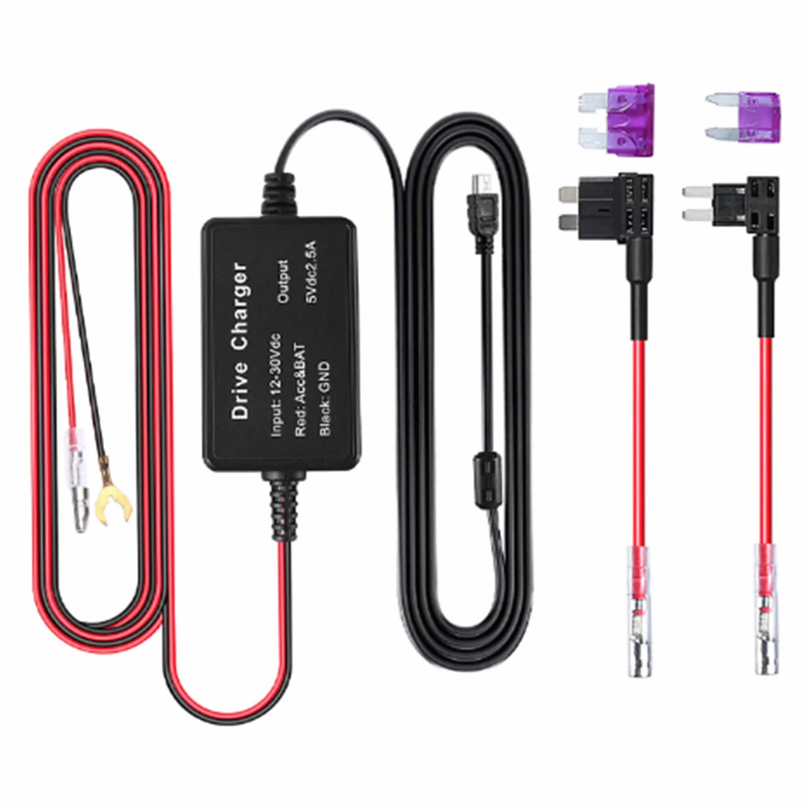 Zestaw Okablowania Kamery Samochodowej, Zestaw Okablowania Kamery Samochodowej Adapter USB 12–30 V do 5 V Zabezpieczenie Przed Niskim Napięciem Ładowarka do Kamery Samochodowej do