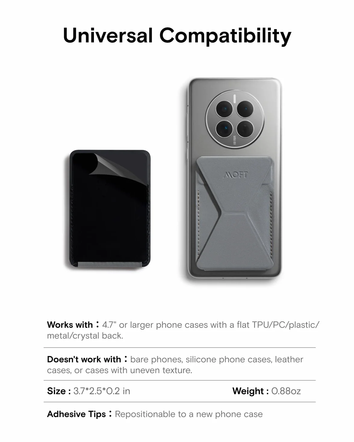 MOFT Samoprzylepny stojak na karty telefon komórkowy, Cool Gray, Minimalistyczny