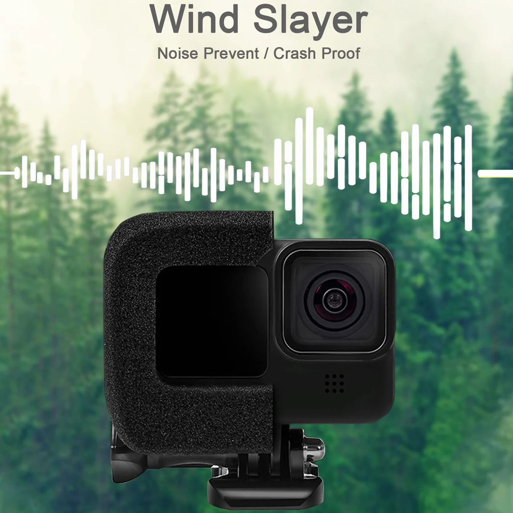 FitStill Wiatroszczelna obudowa Silent do Go Pro Hero 12 Hero 11 Hero 10 Hero 9 Black, piankowa gąbka redukująca szum wiatru Hero 12/11/10/9 Black Akcesoria do nagrywania wideo i audio