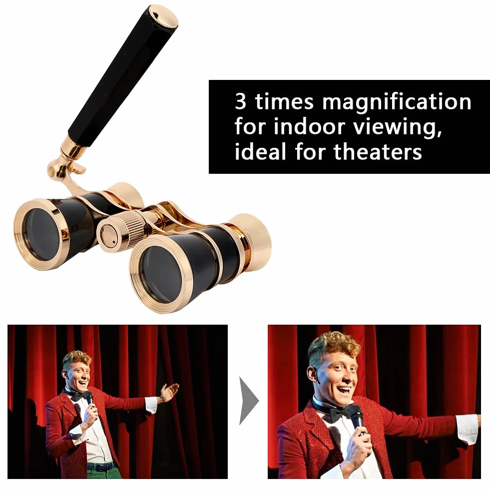 Opera Lornetka, 3X25 Plastikowe Okulary Operowe Lornetka Teleskop Teatr Przenośny Teleskop, dla Dorosłych Kobiety Dziewczęta Chłopcy w Koncertach Muzycznych Kino Teatralne (Czarny)