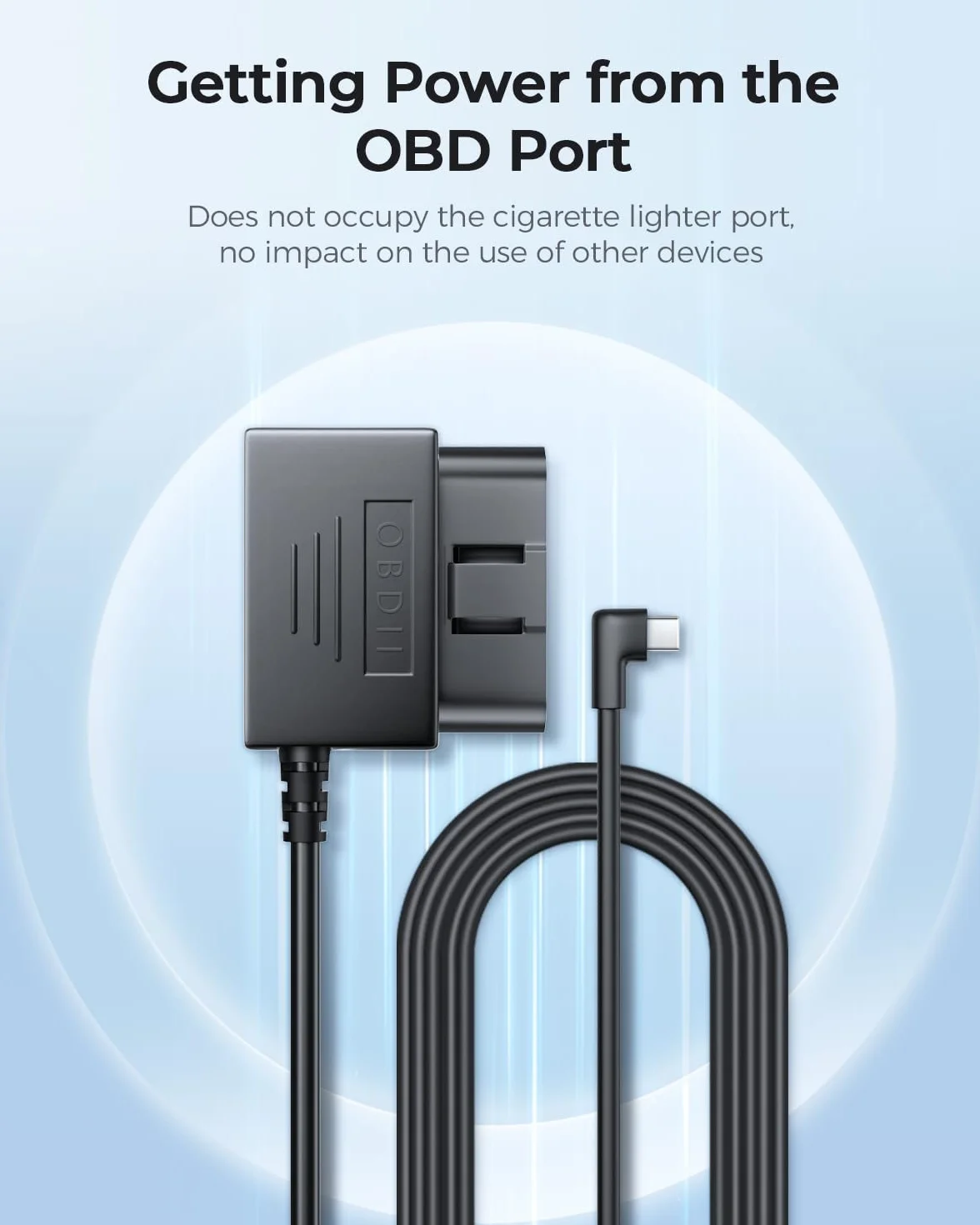AZDOME Typ C OBD Hardwire zestaw kabel zasilający, kamera samochodowa, obsługa trybu parkowania, 12 V-24 V do 5 V do kamery samochodowej z portem typu C, ochrona przed niskim napięciem