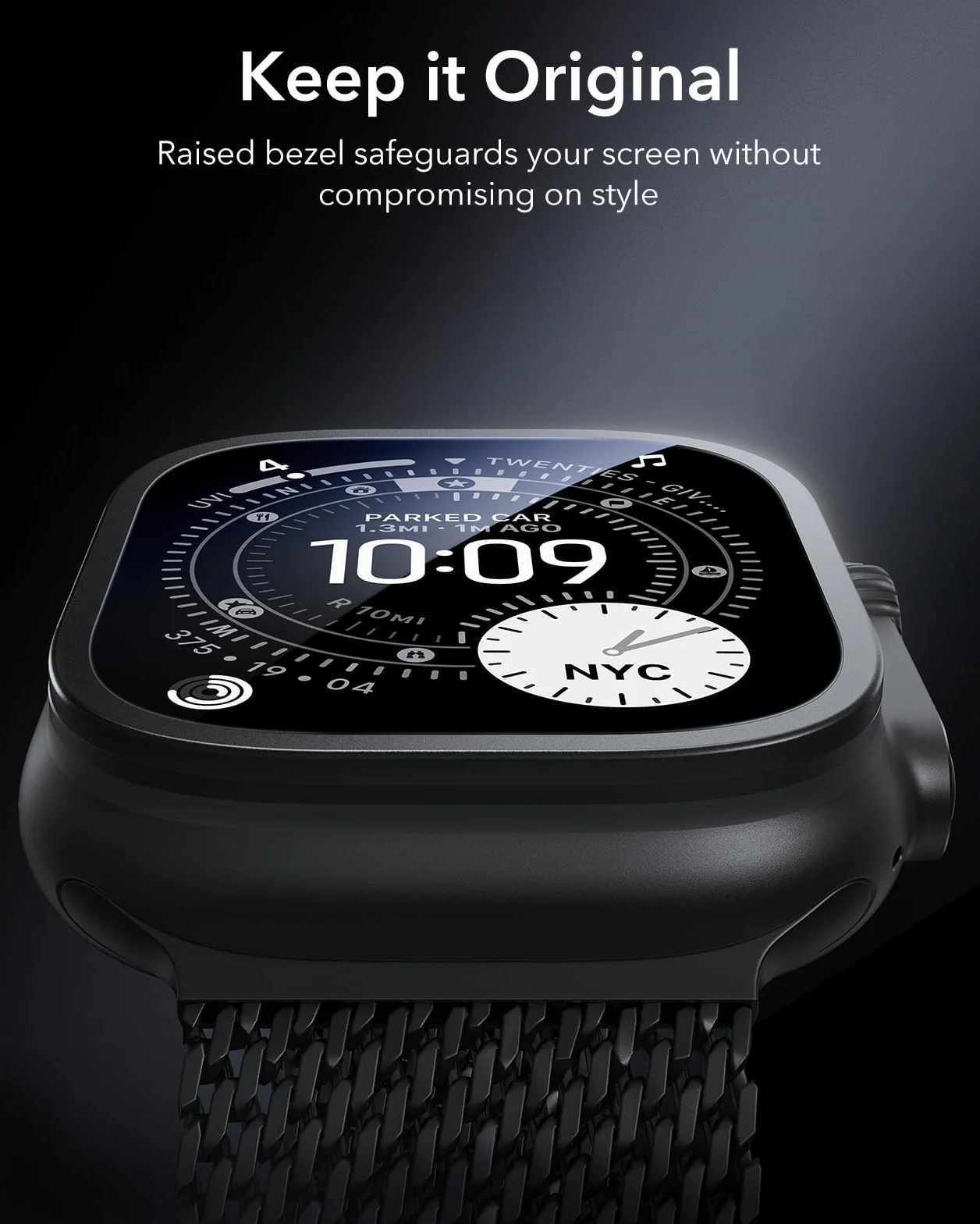 ESR Armorite Ochraniacz ekranu do Apple Watch Ultra 3 2025 / Ultra 2 / Ultra (49 mm), ochrona klasy wojskowej, folia ze szkła hartowanego z ramą ze stopu aluminium, odporna na zarysowania, 2 sztuki