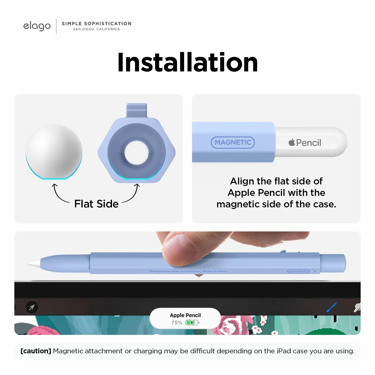 elago MONAMI Piórnik kompatybilny z Apple Pencil 2. generacji, silikon, ładowanie magnetyczne, fioletowy