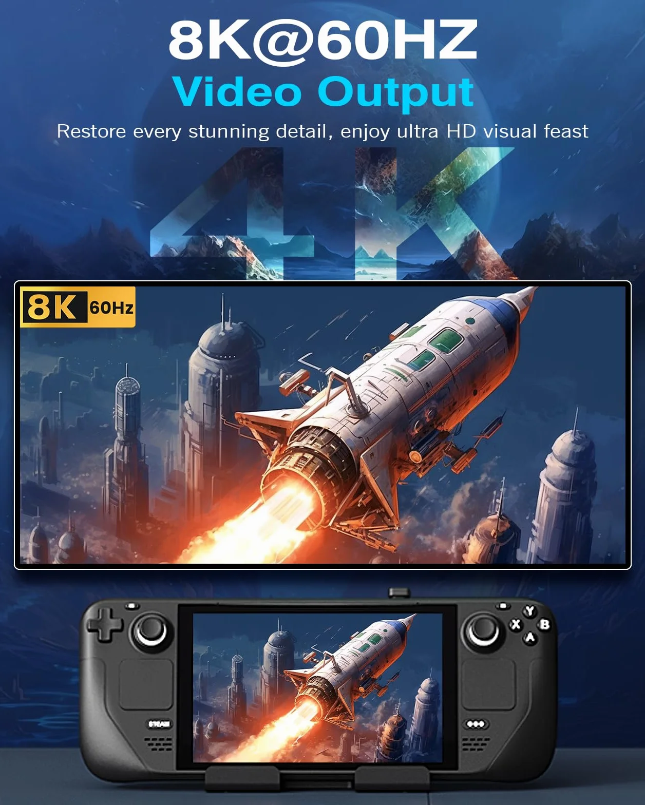 MoKo 180 Degree USB-C Adapter with 13.5mm Gap, U-Shape USB-C Connector with PD 240W/20 Gbps/8K, 180 Angle Adapter for ROG Ally/Steam Deck/Legion Go/Laptop/Tablet/Phone