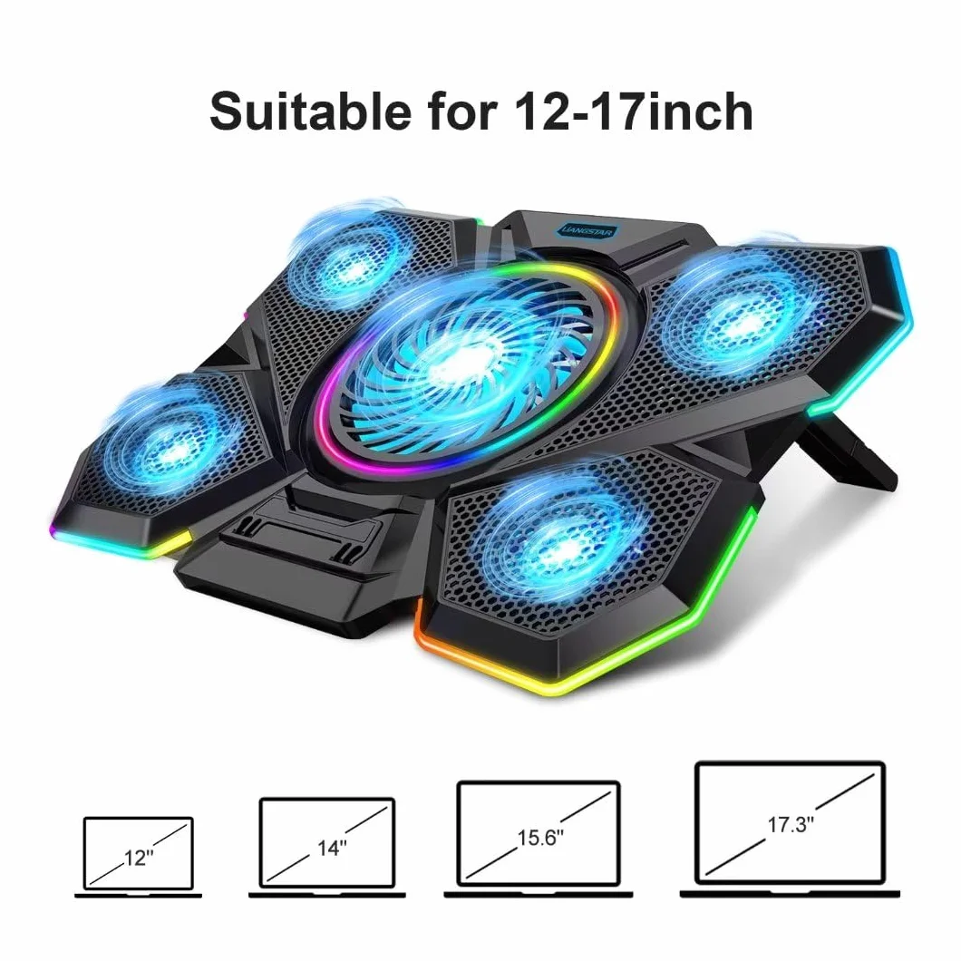 LIANGSTAR Podkładka chłodząca 5 wentylatorów 12-17 cali RGB USB