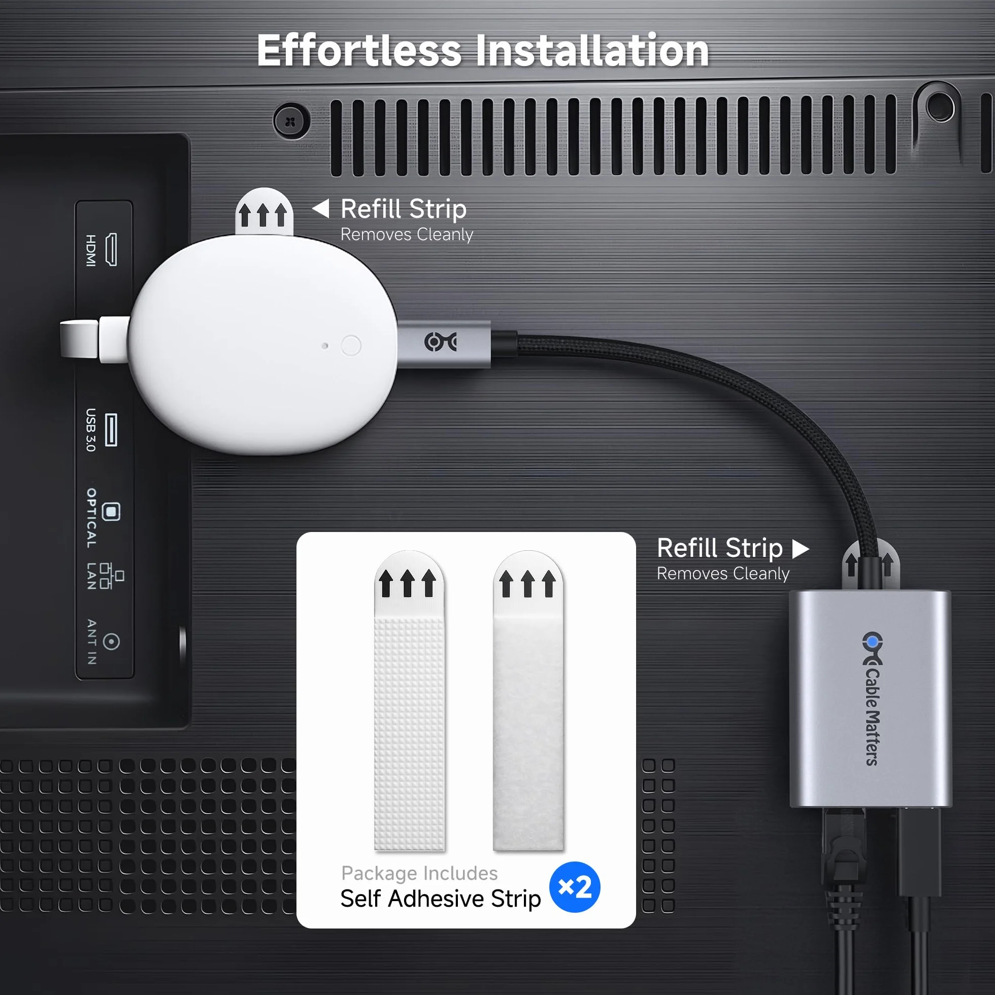 Cable Matters adapter USB-C do Ethernet Gigabit z ładowaniem 140W PD, USB-C na RJ45 LAN, kompatybilny z MacBook Pro, Dell XPS, Surface, Chromecast z Google TV (2020+) do 480Mb/s
