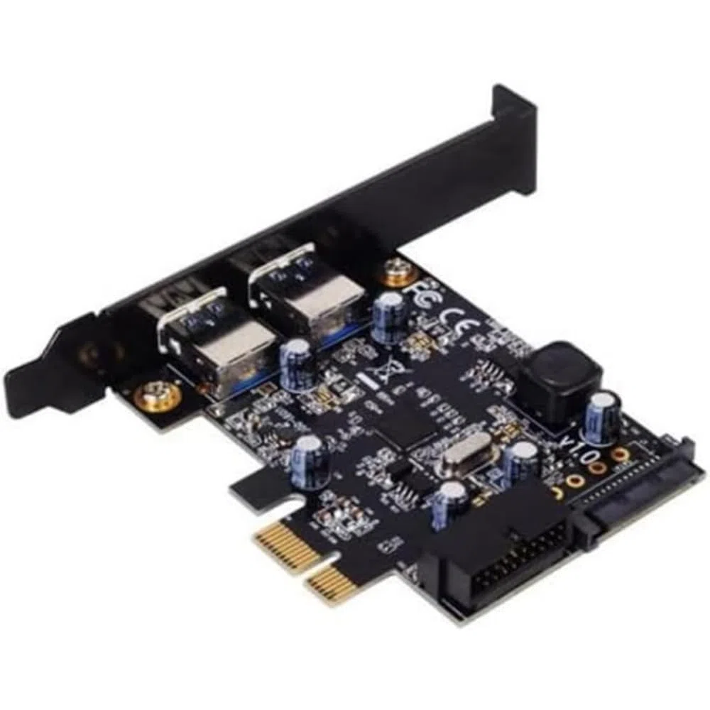 SilverStone SST-EC04-E - Karta Rozszerzeń PCI-E Z USB 3.0, 15-Pinowe Złącze Zasilania SATA, 1 x 20-Pin Wewnętrzny + 2 x Zewnętrzne Porty (Typ A)
