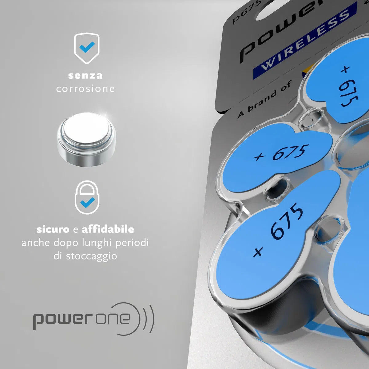 Power One Powerone Zestaw 60 baterii do aparatów słuchowych bez rtęci Rozmiar 675