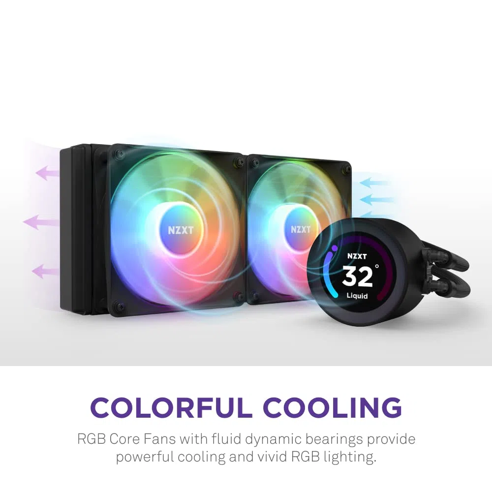NZXT Kraken Elite 360 RGB - Chłodzenie AIO CPU 360mm, LCD - Czarny | Premium chłodzenie AIO RGB 360mm z konfigurowalnym LCD 2,36 cala i wentylatorami RGB Core. Flagowe chłodzenie, kontrola CAM.
