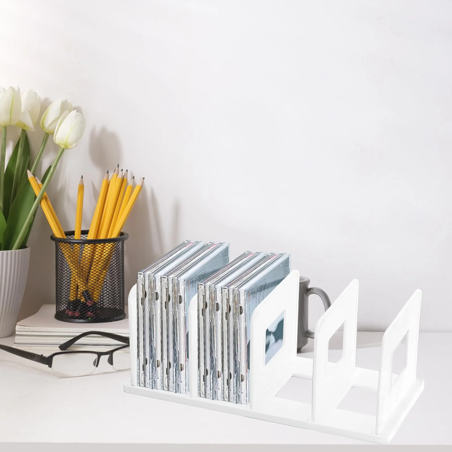 Stojak na płyta CD, DVD, organizator na płyty CD, tworzywo sztuczne, 35 x 15 x 14,5 cm
