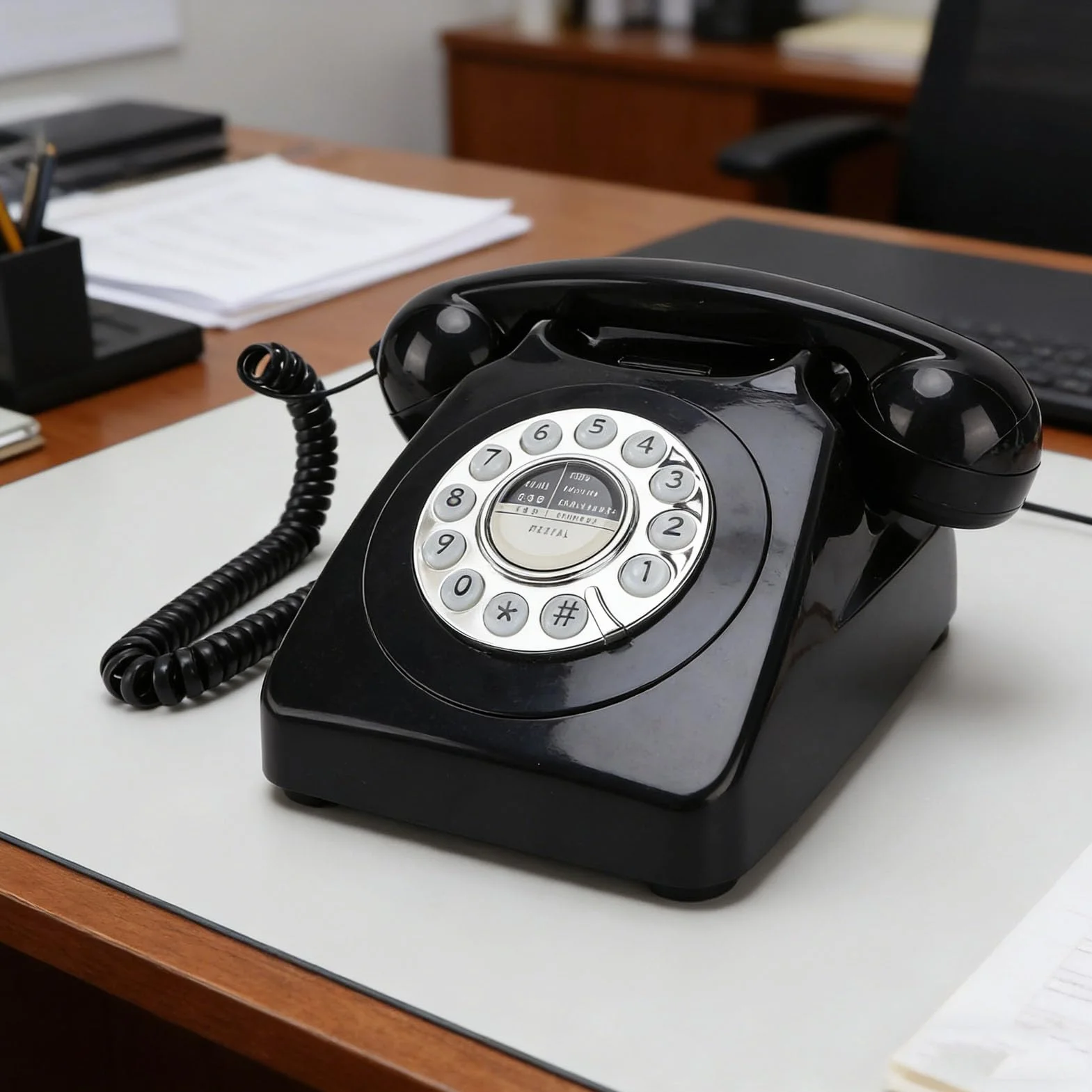 LICAEVEY Zabytkowy Telefon Przewodowy Telefon Stacjonarny, Klasyczny Domowy w Stylu Vintage, Pokrętło z Przyciskiem w Stylu Retro do Wystroju Domowego Biura Hotelu (BLACK)