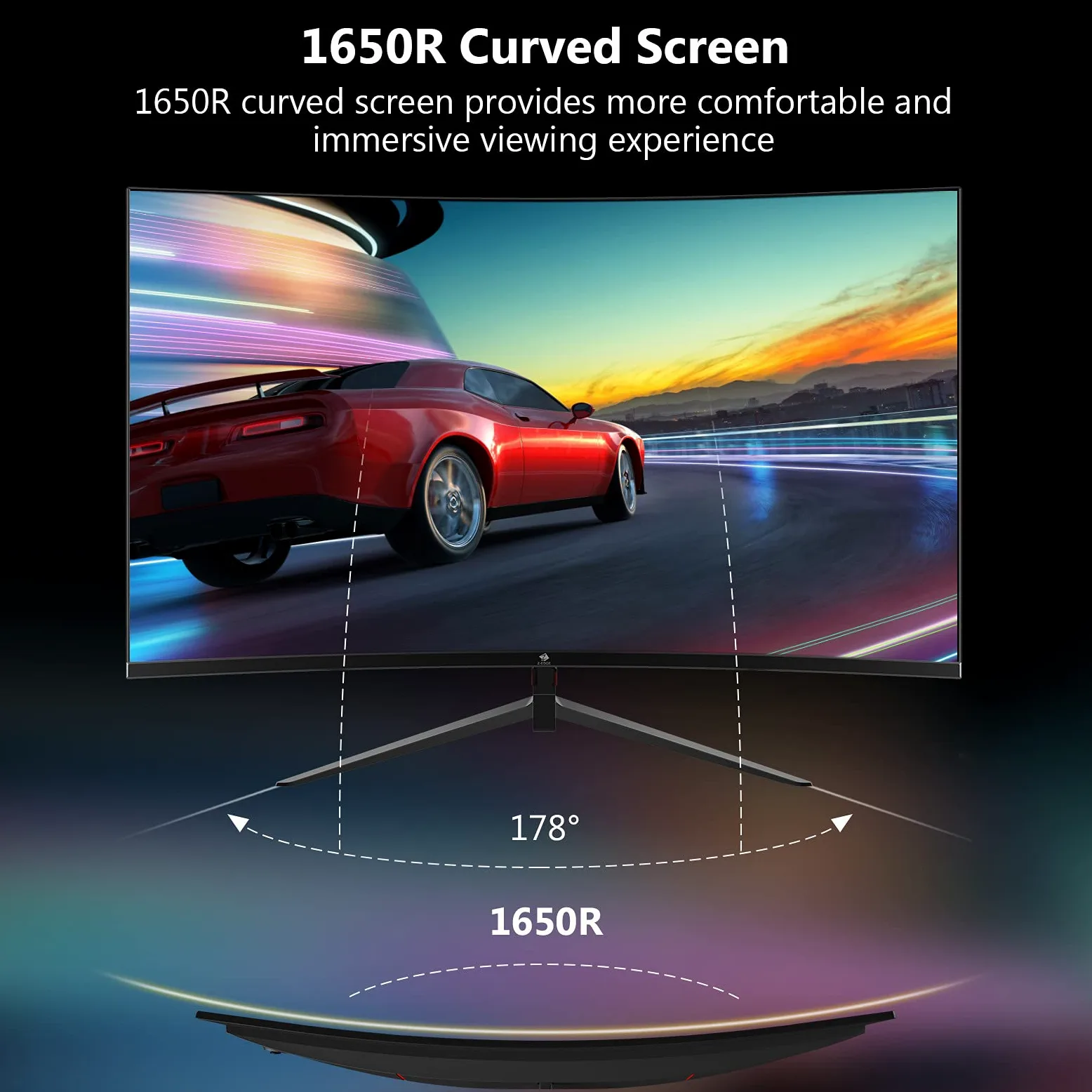 Z-Edge 24 calowy Curved Monitor do gier 180Hz 1ms MPRT, jasność 300cd/m², Zakrzywiony Ekran Full HD 16:9, Panel VA, FreeSync, HDMI DP - Czarny
