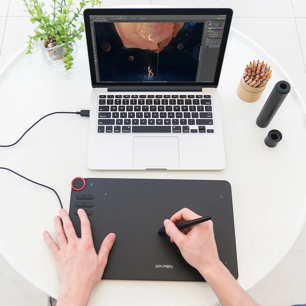 XP-Pen Deco 03 Graficzny Rysunek Tablet z pasywnym ołówkiem bez baterii i klawiszy dotykowych (poziomy ciśnienia 8192) Jest wyposażony w najnowsze oprogramowanie ArtRage Lite