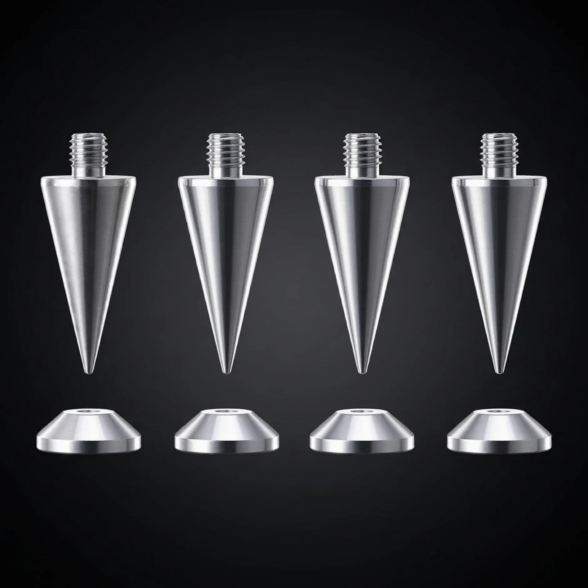 Precisiongeek kolce do kolumn M6 aluminium Ø20 mm stożkowe podkładki głośnikowe odsprzęgające HiFi zestaw 4 sztuk