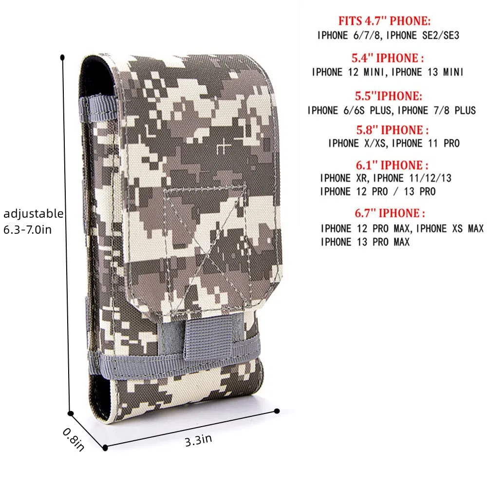 Taktyczna kabura na smartfona MOLLE, uniwersalna wojskowa torba na telefon komórkowy EDC Security Pack zestaw akcesoriów do przenoszenia torba na pasek pętle torba na talię etui na iPhone 11/12/13 Pro