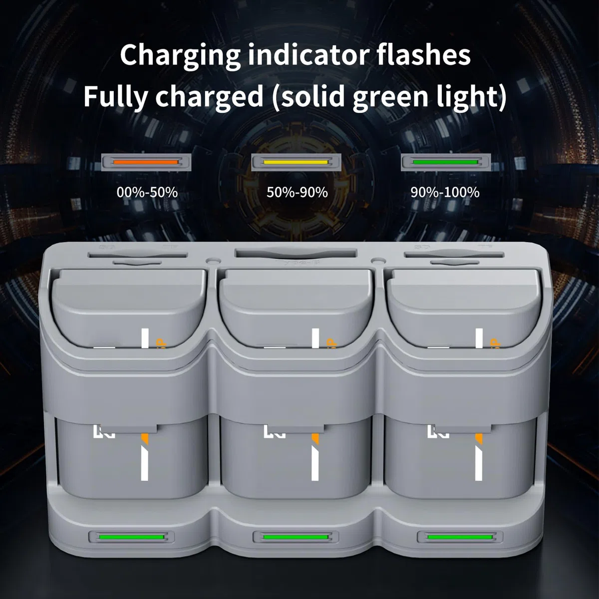 Zunate Etui na ładowarkę do Akumulatorów L-PE6, Wielofunkcyjne Pudełko do Przechowywania ze Wskaźnikami LED i Szybkim ładowaniem PD, 3 Gniazda na Akumulatory L-PE6, Karty SD TF Typu B