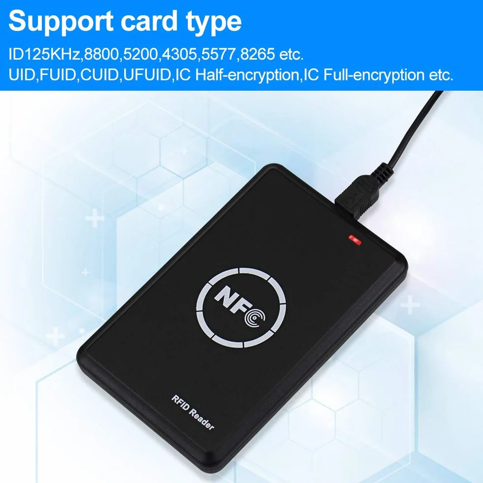Duplikator kart RFID/czytnik kart IC, szyfrowany dekoder, kopiarka USB z 125 kHz / 13,56 MHz z podwójną częstotliwością zapisywalne breloki do kluczy