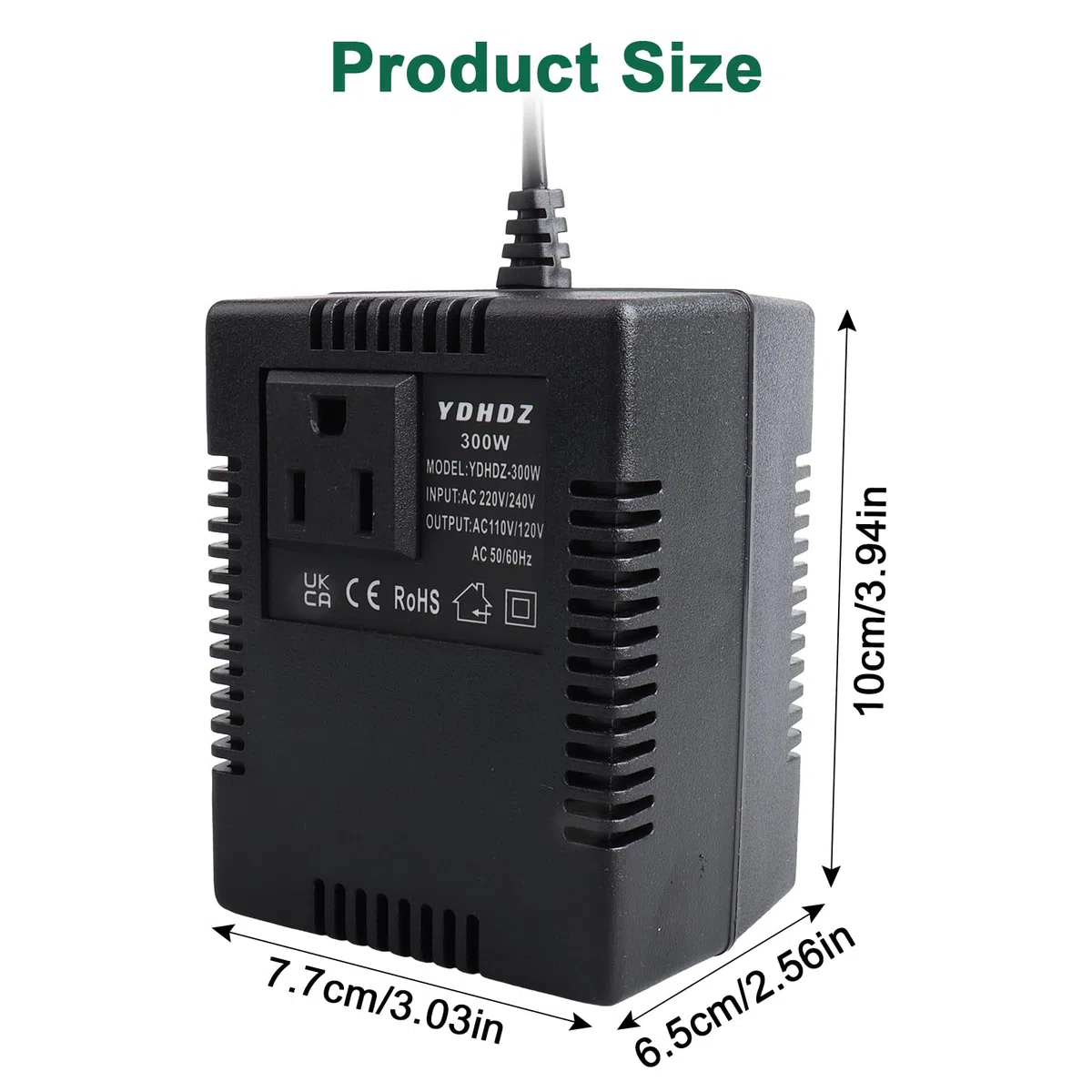 Przetwornica napięcia 220 V na 110 V, 300 W, transformator, konwerter napięcia UE na US Transformator mocy 300 W, adapter wtyczki UE