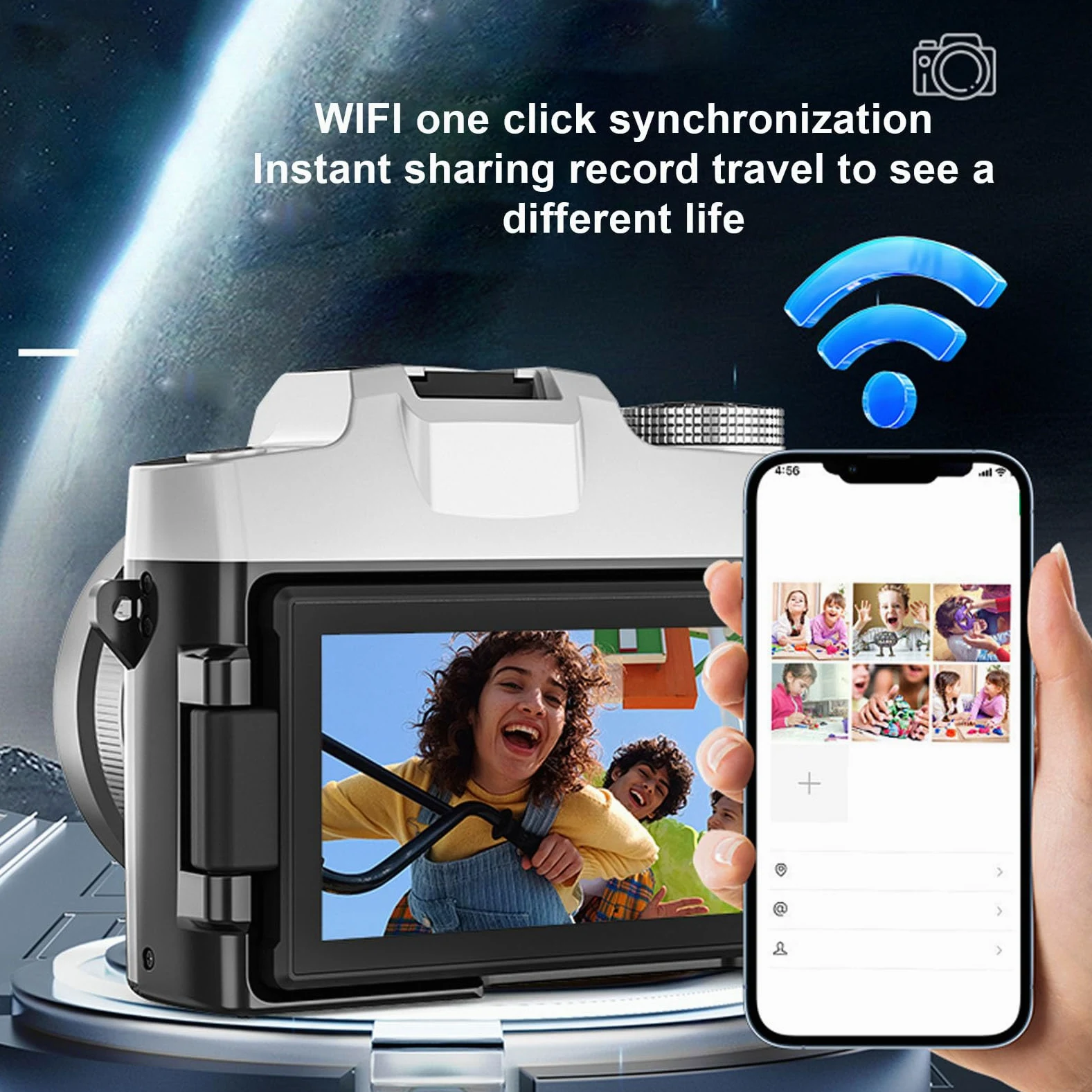 Tosuny Aparat Cyfrowy 6K, Kamera UHD WiFi 84 MP z 18-krotnym Zoomem Optycznym, 3-calowym Ekranem Odchylanym o 180 Stopni i lampą błyskową, do Nagrywania Filmów z Podróży, Robienia (BLACK)