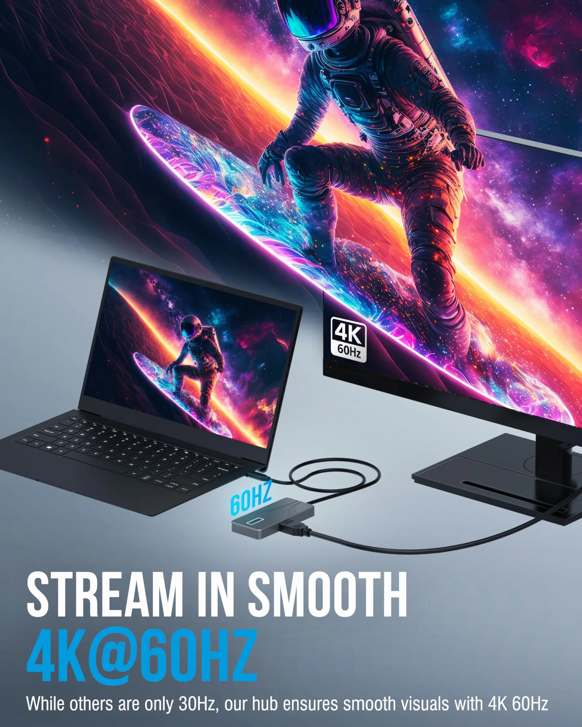 SABRENT 5-portowy hub USB typu C z portami USB 3.2 10 Gb/s, wyjście HDMI 4K, zasilanie 80 W, 2 x USB-A, 2 x USB-C, przenośna stacja dokująca do laptopów, tabletów, smartfonów, obsługa HDR/HDCP