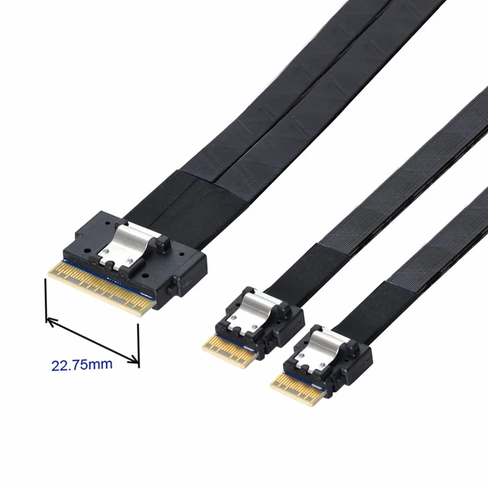 PCI-E Ultraport Slimline SAS 4.0 SFF-8654 8i 74-pin do podwójnego SFF-8654 4i 38-pin kabel 40 cm