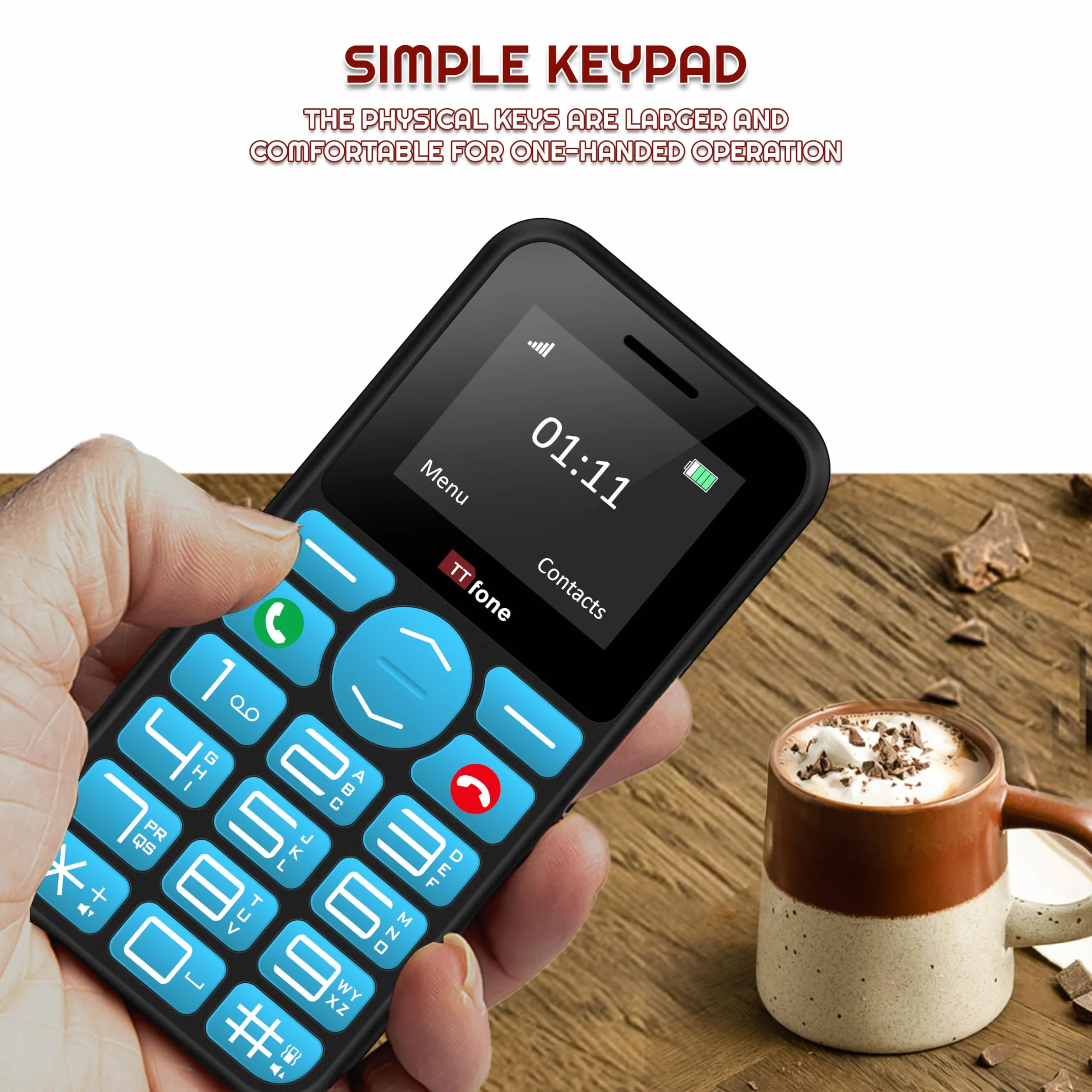 TTfone TT190 Duży przycisk Senior Unlocked Emergency Mobile Phone - najtańszy prosty telefon